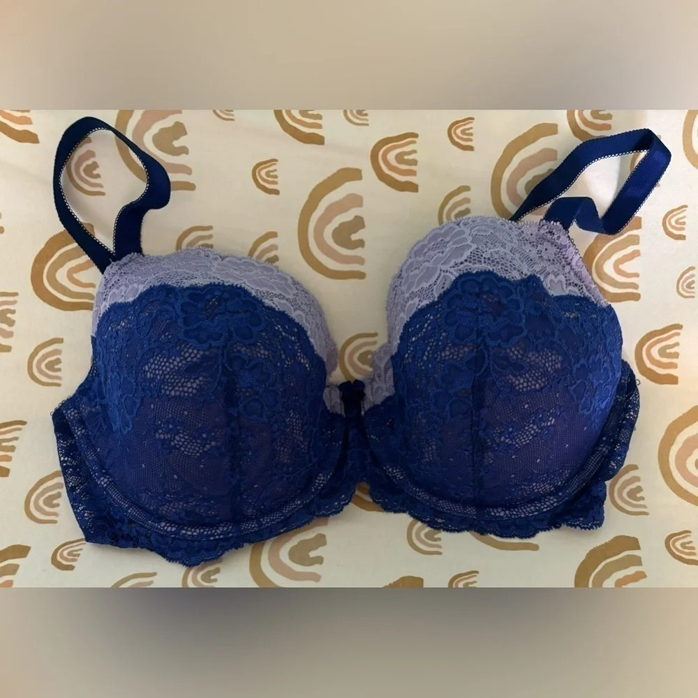 Victoria's Secret 36DD 0R 36E Dream Angels lined, Demi lace‎ royal blue, purple